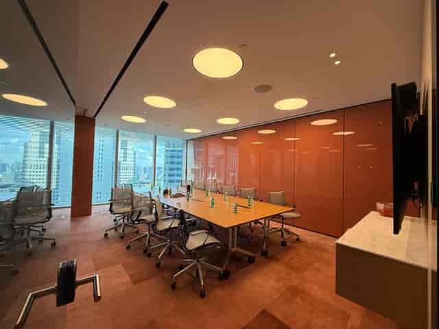 Boardroom in Ocean Financial Centre with ergonomic seating for executive meetings and strategy sessions.