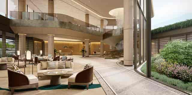 Luxury Mandarin Oriental lobby lounge for VIP networking and sophisticated event breakouts.