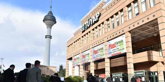 Tüyap Fair Convention Center exterior during an industrial trade show event.