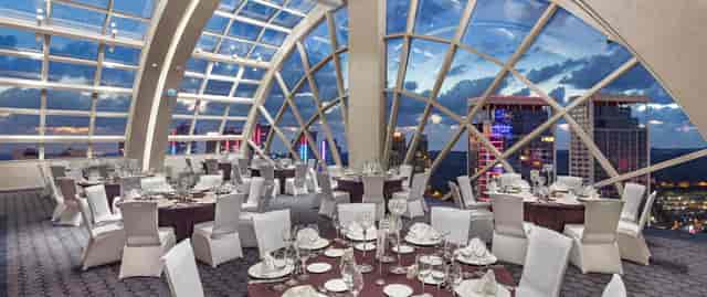 Hilton Istanbul Maslak conference room with city skyline view for corporate events and galas.