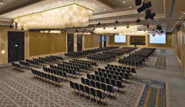 Grand Tarabya Hotel ballroom with crystal chandeliers for corporate events and conferences.