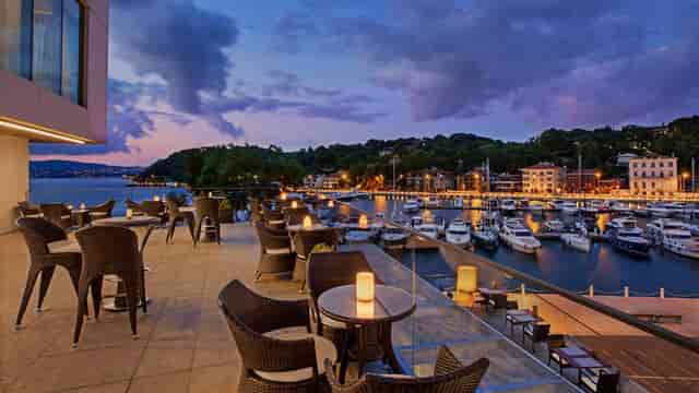 Grand Tarabya Hotel waterfront sunset venue for upscale cocktail receptions and VIP networking.