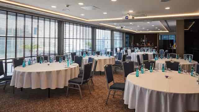 Radisson Blu Istanbul Sisli conference room with gala banquet setup for corporate events.
