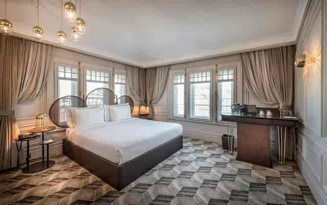 Level Lounge guest room at The Stay Bosphorus, elegant neutral VIP executive event accommodation.
