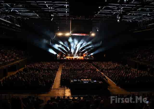 Volkswagen Arena stage with professional lighting for concert and corporate event production.