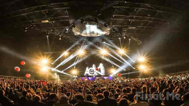 Volkswagen Arena concert stage lighting and truss setup for high-production live entertainment.
