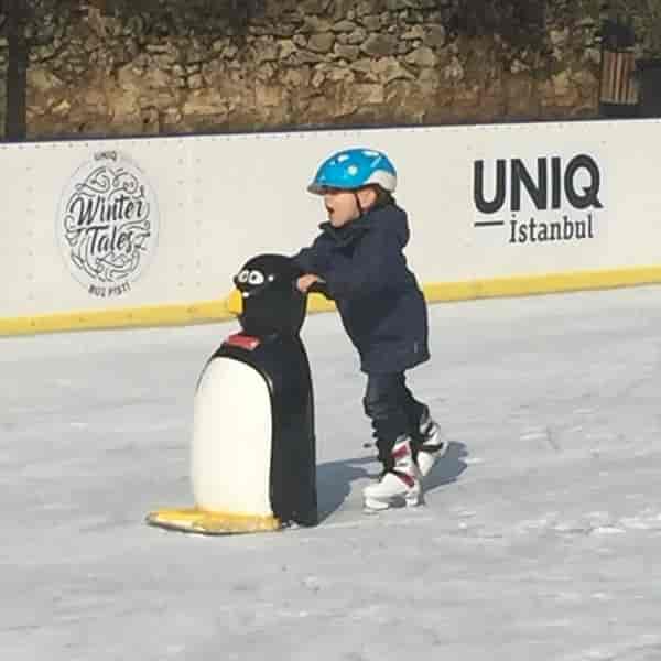 Branded ice rink at Uniq Istanbul, seasonal winter activation for family-friendly events.