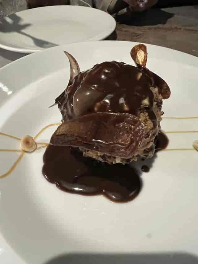 Arya chocolate-hazelnut dessert for luxury gala dinner banquet menu.