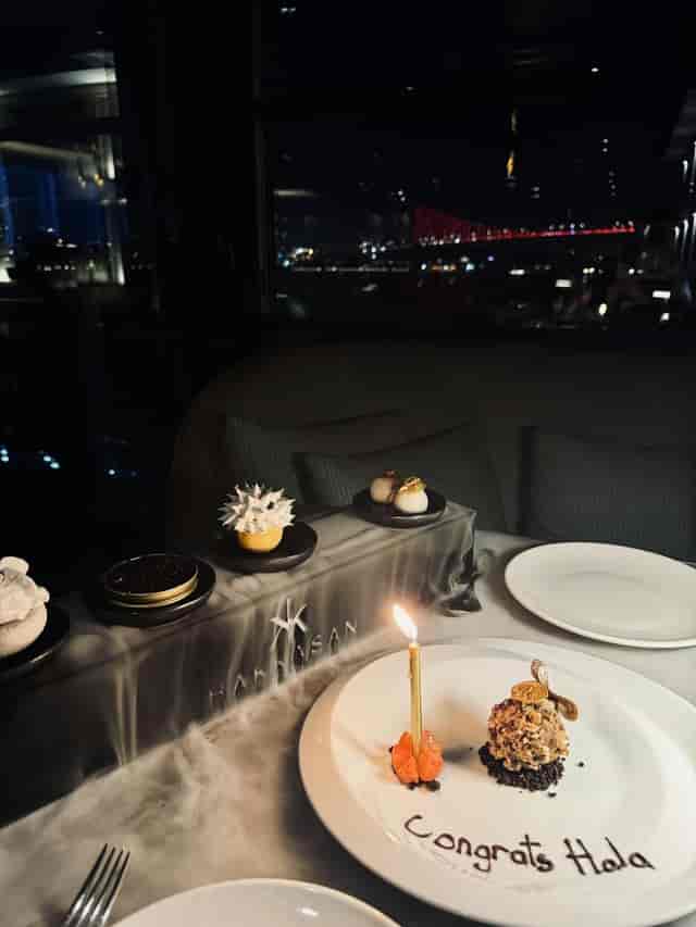 Erguvan signature dish presentation at Hakkasan Istanbul executive VIP dinner.
