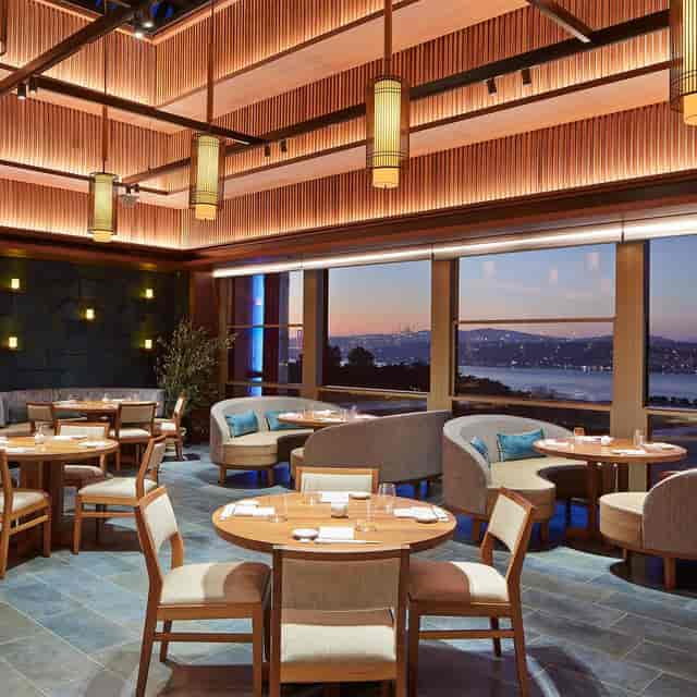 Nobu Istanbul private dining room with waterfront views for upscale corporate events.