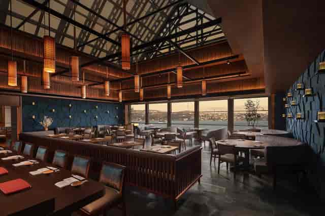 Nobu Istanbul dining room with waterfront views for corporate dinners and VIP events.