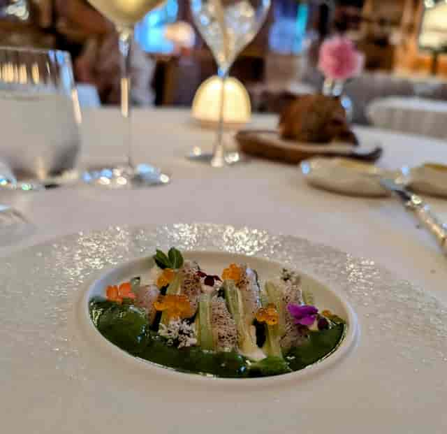 Amuse-bouche at Salon Madeleine, Lucas Carton: elegant dish for gala dining or executive dinner.