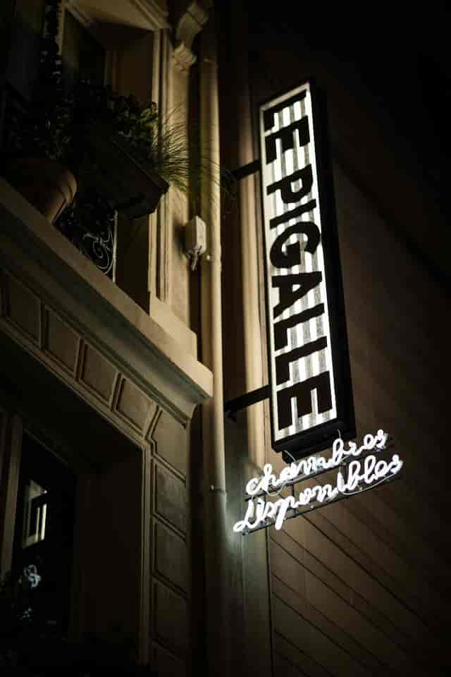 Le Pigalle event room exterior, atmospheric venue for corporate social and VIP pop-up events.