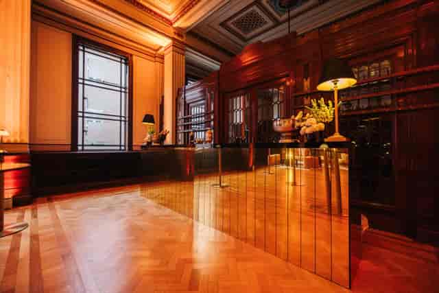 Elegant reception area in The Long Room, ideal for corporate meetings and upscale events.