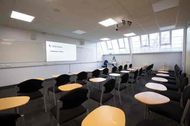 Modern classroom at University of West London, ideal for presentations and workshops.