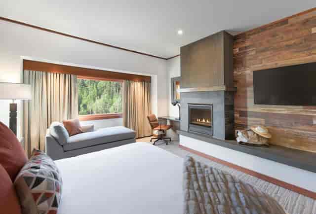Luxury Salish Lodge lobby lounge with fireplace for executive retreats and VIP business events.