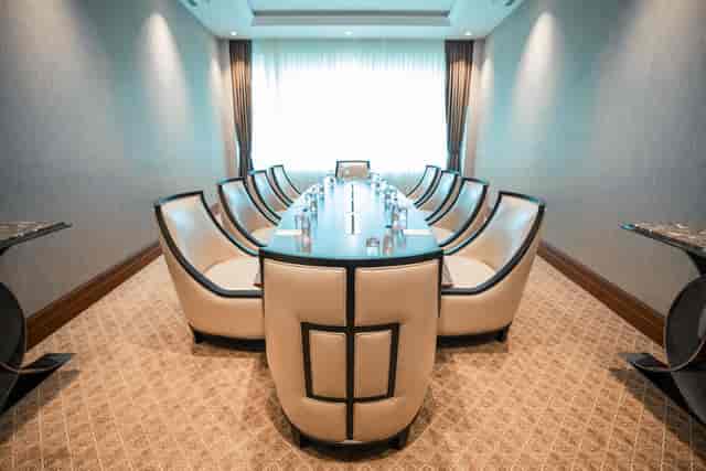 Boardroom setup at Fly Inn Baku Conference Hall for executive meetings and corporate strategy.