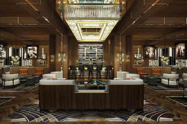Art Deco lounge at The Ritz-Carlton Baku, ideal for luxury networking and VIP receptions.