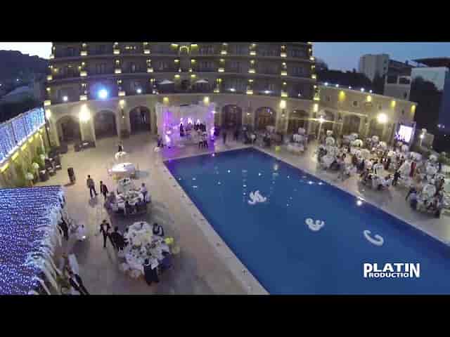 Sapphire Marine pool deck evening reception, luxury corporate event venue, outdoor party setup.