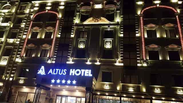 Royal Crown Restaurant exterior, Altus Hotel Baku: luxury venue for corporate events and galas.