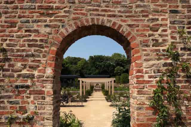 Turner Pavilion brick archway for outdoor wedding ceremonies and garden events.