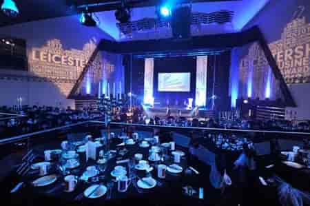 Elegant event setup at Athena Space for Leicestershire Business Awards celebration.
