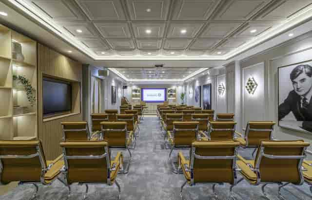 ICfS theater-style breakout room with ergonomic seating for executive presentations and training.