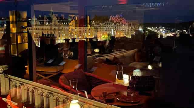 Le Hibou rooftop beer garden with city skyline view for VIP networking and corporate events.