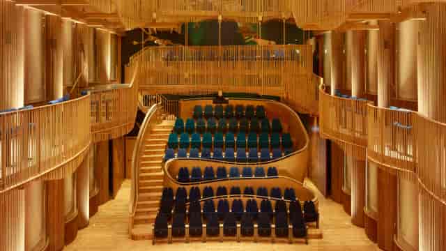 Queen Silvia Concert Hall tiered auditorium for corporate keynote presentations and lectures.