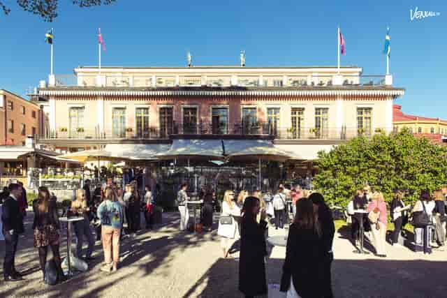 Hasselbacken historic terrace for upscale outdoor corporate networking events.