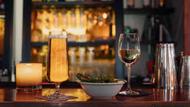 Restaurant Signal hospitality suite with ambient lighting for professional networking events.