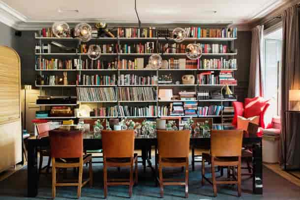 Sophisticated library board meeting room for intimate executive breakout sessions.