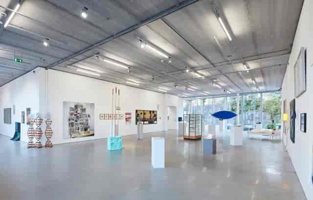 Bonniers Konsthall entrance hall: industrial-chic gallery space for cocktail receptions and events.
