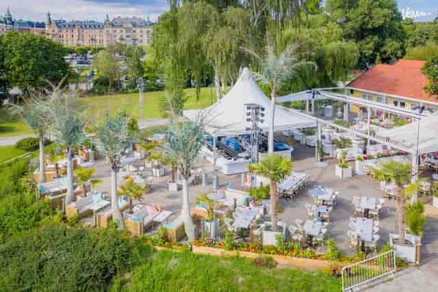 Outdoor Djurgården venue with marquee for summer receptions and corporate events.