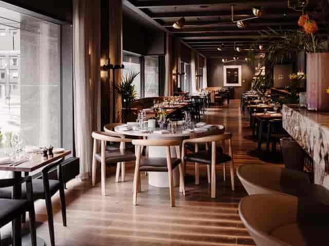 Private dining at Matbaren: Sophisticated, light-filled venue for corporate dinners and VIP events.