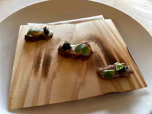 Amuse-bouche dish at La Pergola restaurant, perfect for VIP gala or luxury catering event.