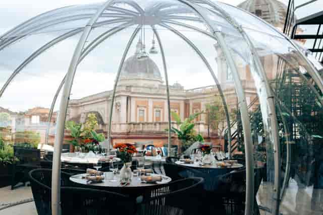 Masa Rooftop restaurant with glass enclosure for luxury corporate events and upscale private parties.