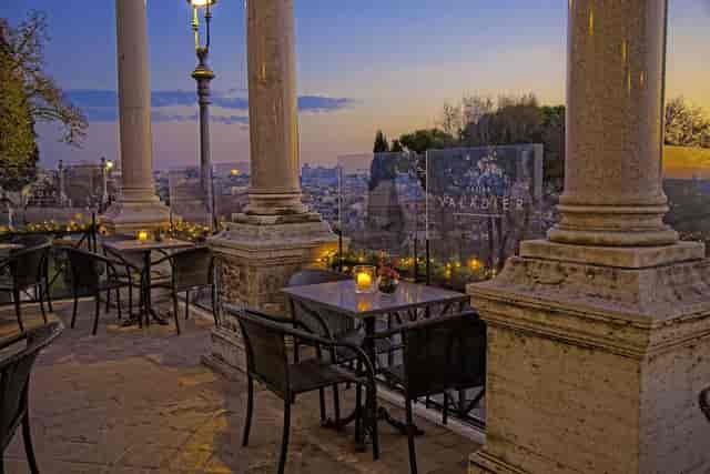 Piano Terrazze terrace venue at Casina Valadier for upscale VIP dinners and corporate events.
