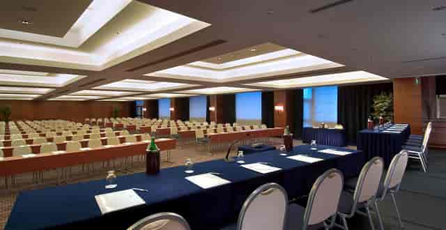 Roma Convention Center ballroom with classroom setup for corporate training and educational events.