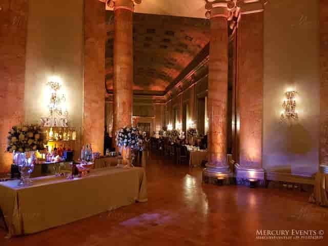 Elegant Galleria del Cardinale Colonna ballroom for luxury gala and wedding reception.