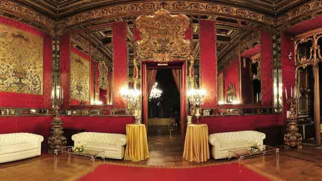 Opulent Hall of Mirrors at Brancaccio Palace, ideal for high-end gala or VIP reception venue.