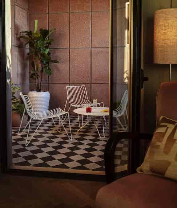 Il Salotto at The Hoxton Rome: minimalist outdoor seating for VIP networking and breakout meetings.