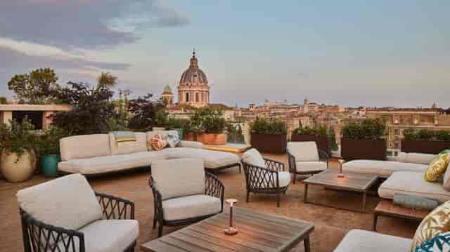 Bvlgari Hotel Rome rooftop lounge for VIP networking and luxury cocktail reception.
