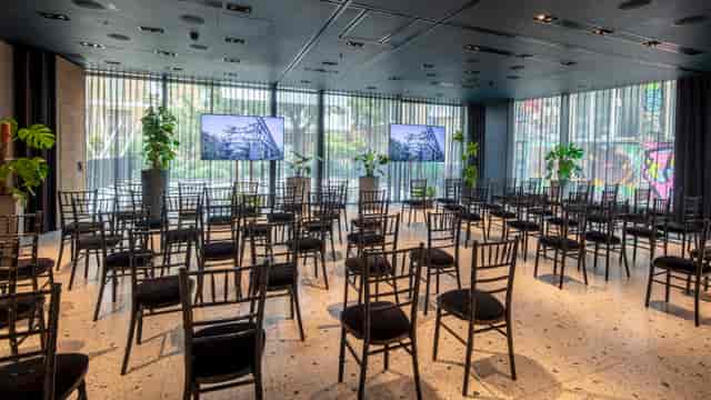 Theater-style seminar setup at Kaijo Ballroom, Nobu Hotel, perfect for corporate presentations.
