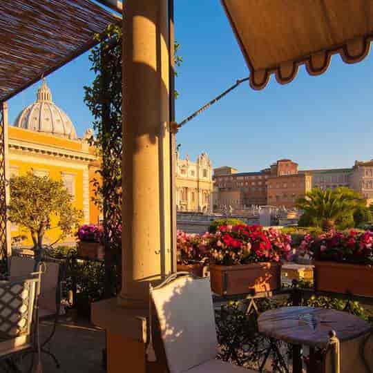 Rooftop reception venue at Hotel Prati Rome, iconic space for VIP incentive gala.