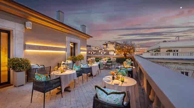 Colonna Palace rooftop terrace for luxury VIP dinners and exclusive cocktail events.