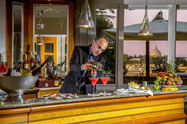 Premium bar at Villa Aurelia, an ideal venue for corporate networking and business receptions.