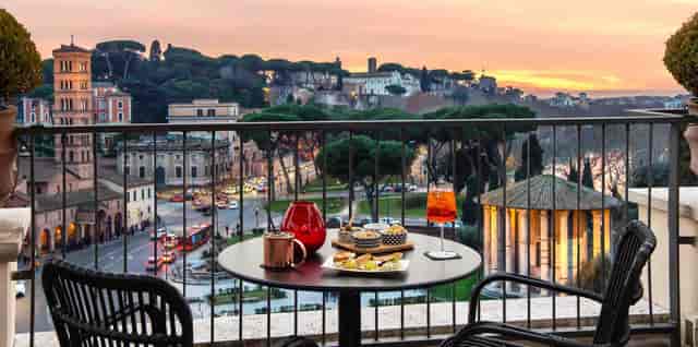 VIP hospitality at 47 Circus Roof Garden, Rome skyline view, luxury corporate event venue.