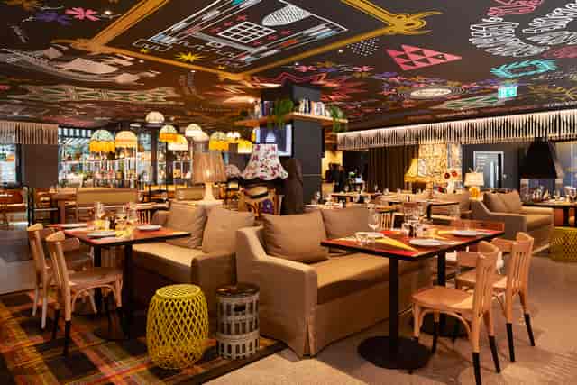 Vibrant Mama Restaurant in London, perfect for intimate gatherings and networking events.