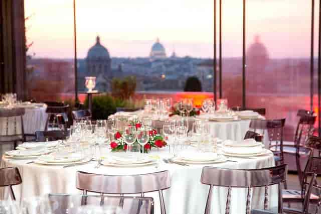 Caffetteria dei Musei Capitolini sunset terrace for luxury gala dinners and executive receptions.